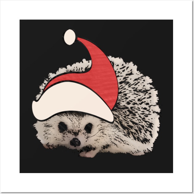 Hedgehog Christmas Santa Elf Vintage Novelty Gift Wall Art by AmbersDesignsCo